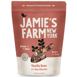 Jamie's Farm, Vanilla Bean with Sour Cherries Granola, Gluten-Free, Baked with Ghee (8oz Bag)