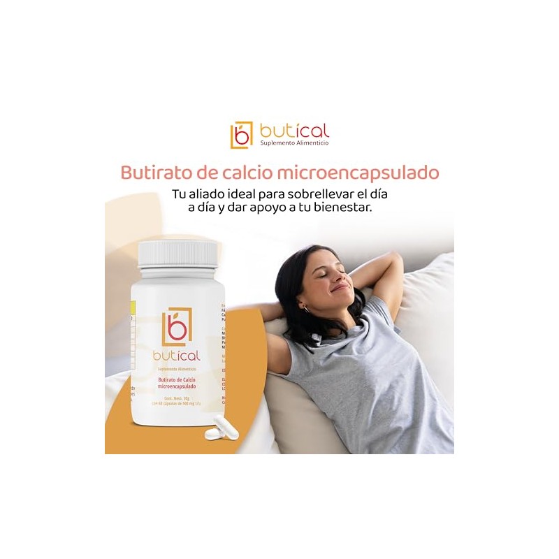 Butirato de Calcio Microencapsulado - Prebiotico Posbiotico - 60 Cápsulas