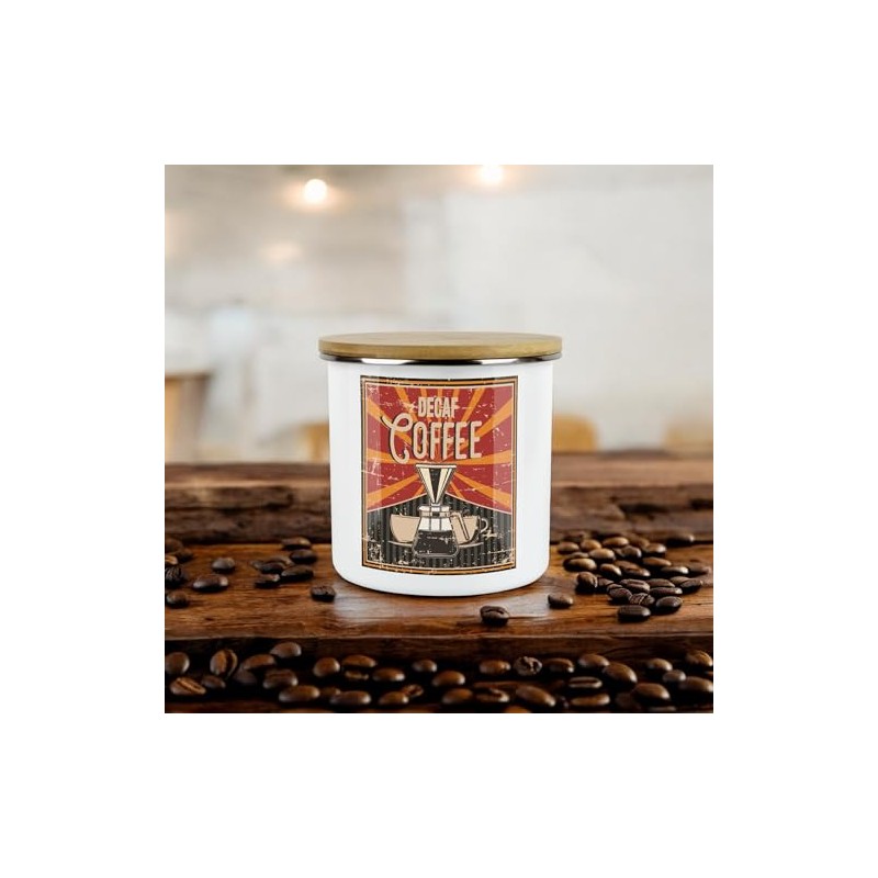 Purely Home Retro 1950s Style Decaf Coffee Canister - White