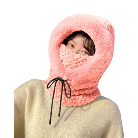 Rayson All-in-One Windproof Ski Scarf with Drawstring Neck Warmer Women's Bandana Ski Bandana Motorcycle Winter Bandanas, pink