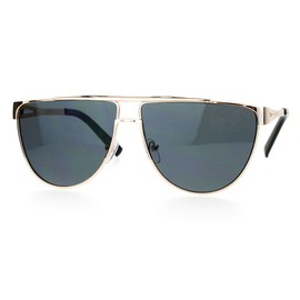 Unisex Fashion Sunglasses Flat Top Metal Frame Trendy Designer Gold, Black