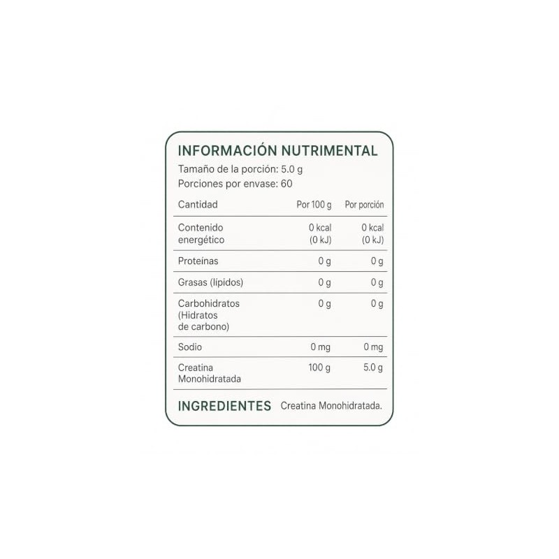 N2H Creatina Monohidratada 100% Pura, 600g, 5 g por Porción,