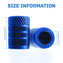 vcoyeix Tire Valve Stem Caps, Anodized Aluminum Tire Valve Cap Set, Universal Stem Covers for Cars Trucks Motorcycles SUVs and Bikes，4 pcs/Pack (Blue)