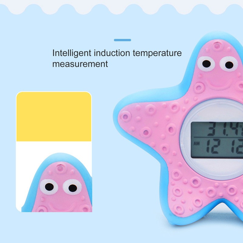 Baby Water Thermometer Starfish Clock Timing 3 Color Light Floating