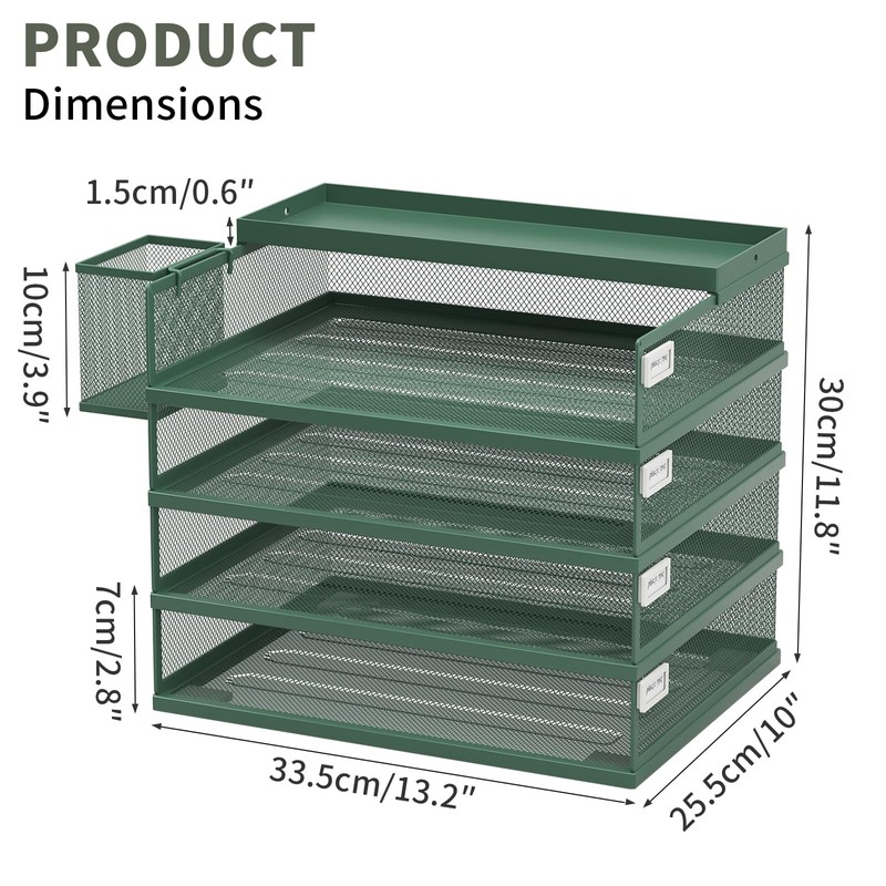 FANXIYQ Metal Stackable Letter Trays, 4-Tier Desk Organizer & Paper