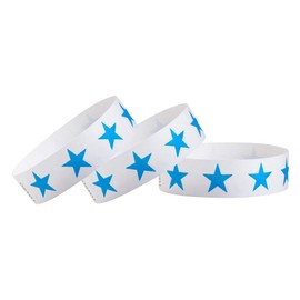 500 WristCo Blue Stars Tyvek Wristbands for Events - Comfortable Tear Resistant Paper Bracelets ID Wrist Bands for Concerts Festivals Admission Party Identification Tours