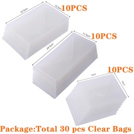 30 Pieces Stamps and Dies Storage Bags Pockets Resealable Plastic Sturdy Storage Envelopes for Die Cuts Stamps Handmade Crafts Storage Crafter Envelope Organizer Holder DIY Scrapbooking 3 Various Size