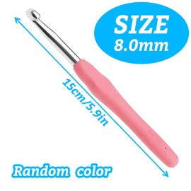 Crochet Hooks 8.0 mm Colourful Knitting Crochet, High Quality Aluminium Ergonomic Soft Handle Knitting Needle for Yarn Craft, Suitable for Beginners to Learn Hand-Knitted Sweaters