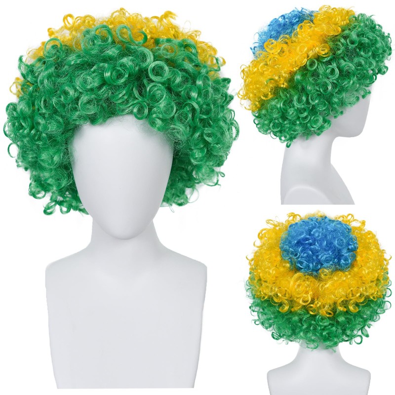 JoneTing 2026 Green Yellow and Blue Wig for Men Short