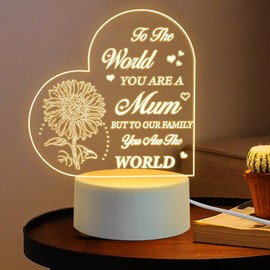 Lerelin Acrylic Night Light Gifts, Thank Gift for Mum Engraved Night Light, Suitable for Christmas, Thanksgiving, Birthday Gifts(Warm Light)