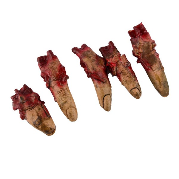 HEALLILY Halloween Blood Props Fake Scary Severed Fingers Broken Body Parts Zombie Toys for Haunted House Halloween Vampire Zombie Party Decorations Prank Supplies 5 Pcs