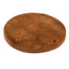 Meubletmoi Round Chopping Board / Decorative Tray Diameter 30cm Teak Wood with Hanging Hole - Natural and Rustic Look - Nate