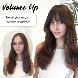 Peonymebeauty Clip in Fringe Hair Toppers, 4"X5" Base Topper with Bangs for Hair Loss Long Layered 18 Inch Synthetic Fiber Wiglets Ladies Straight Hairpieces for Women(Natural Blonde with Dark Root)