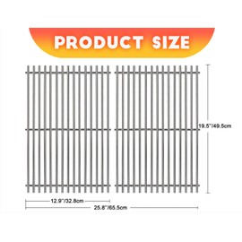 DPZM 19.5" Solid Stainless Steel Cooking Grill Grates Replacement for Weber Genesis E and S Series 300 E310 E320 S310 S320 Gas Grills, Cooking Grate Grid for Weber 7524 7528, Set of 2