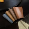 Leather Round Table Washable Placemats, Dark Coffee Thick Faux Leather