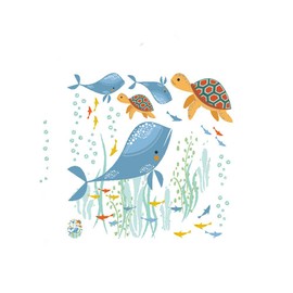 2pcs Toilet Seat Stickers Under The Sea Whale Tortoise Seaseed Fish Ocean View PVC Wall Sticker Decor Decals Art Mural for Bathroom Kids'Bed Room Refrigerator