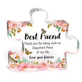 Friendship Gifts, Thank You Gift with Touching Words for Best Friend, Decorative Acrylic Engraved Puzzle Piece Desktop Ornament for Birthday, Christmas, Thanksgiving