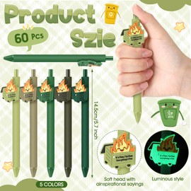 Sayglossy 60 Pcs Dumpster Fire Pen Gifts Funny Luminous Dumpster Fire Ballpoint Pen with Saying Emotional Support Staff Appreciation Gift for Back to School Student Teacher Employee Coworkers Office