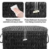 Coeusy Black Toilet Paper Basket with Lid,Wicker Toilet Paper Storage