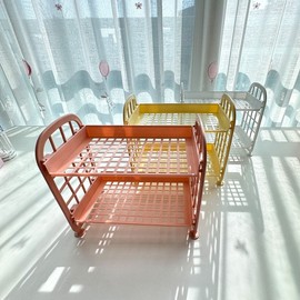 Simple prefabricated 2-stage multipurpose shelf white 4ea