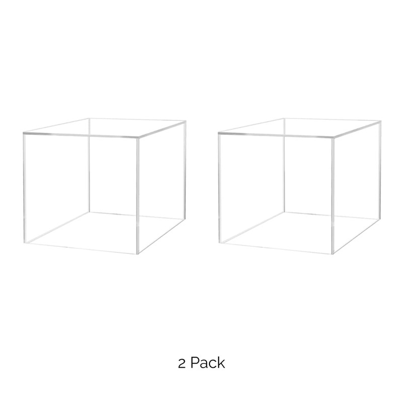 2 Pack 9" Acrylic Display Riser Box with One Open