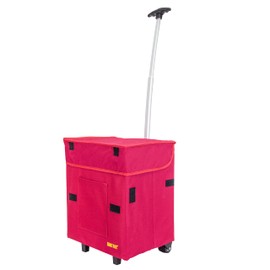 dbest products Smart Cart, RED Collapsible Rolling Utility Cart Basket Grocery Shopping Teacher Hobby Craft Art