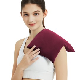 Heating Pad Microwavable with Washable Cover, 8 x 12 Multipurpose Microwave Heating Pad for Neck and Shoulders, Moist Heat Bean Bag Warm Compress for Knee, Muscles, Joints, Wrist, Abdomen (Wine Red)