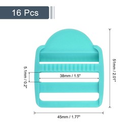 uxcell 16Pcs Plastic Ladder Slider, 1-1/2" (38mm) Sky Blue Adjustable Lock Buckles Tension Lock Tri-Glides for Belt Backpack Straps Part Replacement