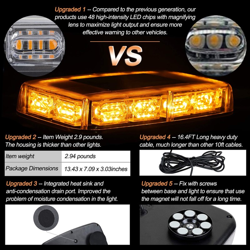 ASPL [Upgraded 5] 48LED Roof Top Strobe Lights, High Visibility