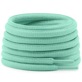 DELELE Oval Athletic Shoelaces Thick 4MM Half Round Shoe Laces Strings 2 Pair, 12 Mint Green, 59.06"Inch (150CM)