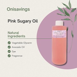 ROMERIZA INC. Pink Sugary Candied Fragrance 10 oz Body Oil - Luxury Perfume Scented Oil - Uncut in Plastic Bottle for Diffusers, Candle and Soap Making, DIY Projects, Aroma Spray, & Much More