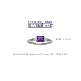 Silvershake Genuine Dark Purple Octagon African Amethyst February Birthstone 925 Sterling Silver East-West Solitaire Gemstone Promise Ring Size 4