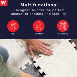 We Sell Mats 3/8" Thick Multipurpose EVA Foam Exercise Floor Mat, 12"x12" Interlocking Kid-Friendly Tiles, Anti-Fatigue for Home, Gym, Playpens, Classrooms