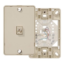 Leviton Telephone Wall Jack, 6P4C, Screw Terminal, 40214-I, Ivory