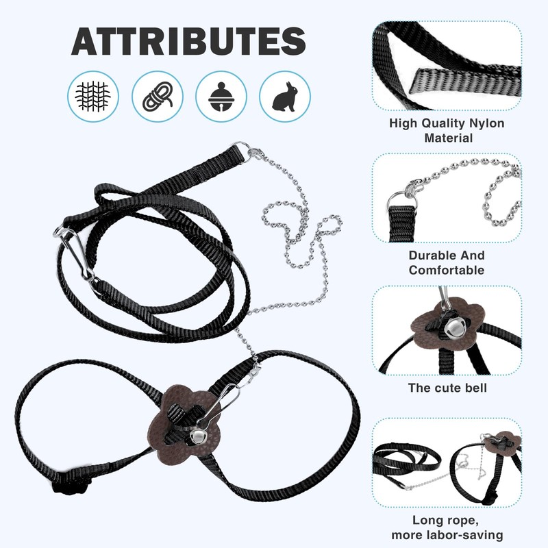 HOKABLE 2 Pack Adjustable Hamster Leash Harness for Harness for
