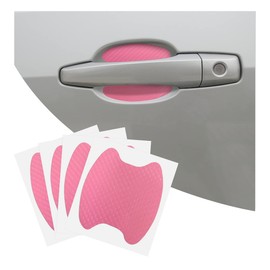 4PCS Car Handle Cup Stickers, Carbon Fiber Scratch Auto Door Protective Film, Non-Marking Car Bowl Protector, Universal Paint Cover Guard for Most Cars, SUV, Van (Pink)
