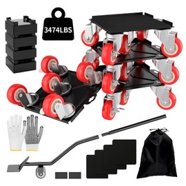 Upgrade Large Furniture Dolly, Carbon Steel Panel Furniture Movers with 5 Wheels, Locking 360° Swivel Rubber Casters, Furniture Sliders Pro Kit, Furniture Lifting Tool Maximum Load 3474LBS, Black