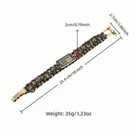 Patriotic Paracord Survival Bracelet for Men - Bronze US Flag Pendant Tactical Gear with Multi-Tool Functions, Adjustable Size (12-25cm), Green Camo Gold Thread Design