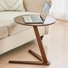 Uniclinens C-Shaped Solid Wood Round End Table, Side Table for