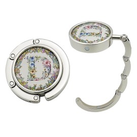 KSMD Compact Round Purse Hooks for Table and Bars,Portable Purse Hanger Organizers Hooks Handbag Holder Pocketbook Holder Bag Storage for Desk Bag,Set of 2 (Letter D)