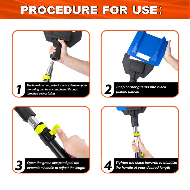Mimanchi 8ft V Shaped Board Corner Protector with Extended Handle
