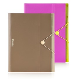 Sworld Expanding File Organizer with 6 Pockets, Accordion File Folders with Labels, Portable Document Paper Bill Receipt Organizer,2 Pack Home College School Office Supplies (Brown + Purple)