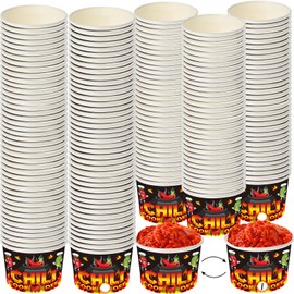200 Pcs 4 oz Chili Cook Off Cups Chili Bowls Disposable Paper Chili Tasting Cups Food Sample Cups for Tasting Chili Cook off Decorations Supplies
