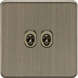 Knightsbridge 10AX 2G 2-way Toggle Switch - Antique Brass