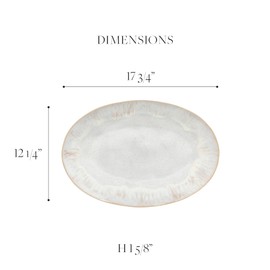 Casafina Ceramic Stoneware 18'' Oval Platter - Eivissa Collection, Sand Beige | Microwave, Dishwasher, Oven & Freezer Safe Dinnerware | Food Safe Glazing | Restaurant Quality Serveware