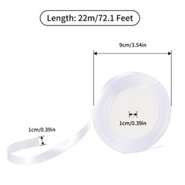 G2PLUS G2PLUS White Stain Ribbons, 10mm Gift Wrap Ribbon, 22M Ribbons for Gift Wrapping, Valentine's Day Decorative Ribbon, Thick Fabric Ribbon, Gift Wrapping Ribbon for Crafting, Wedding Party Decoration