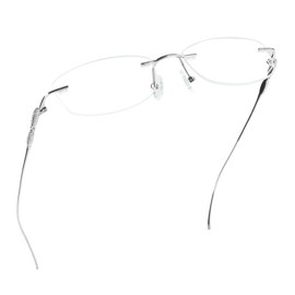 LifeArt Pure Titanium Frame Glasses/Blue Light Blocking Reading Glasses, Reduce Eyestrain, Stylish for Men and Women(Silver,No Magnification)
