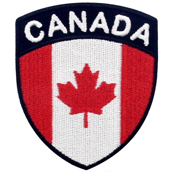 EmbTao Canada Flag Shield Patch Embroidered National Morale Applique Iron On Sew On Canadian Emblem