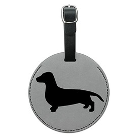Graphics & More Dachshund Wiener Dog Round Leather Luggage Id Tag Suitcase Carry-on, Black