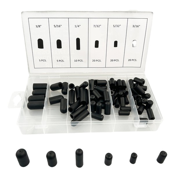 Yenghome 80 Pieces Rubber Vacuum Cap Assortment, 4mm 5mm 5.55mm
